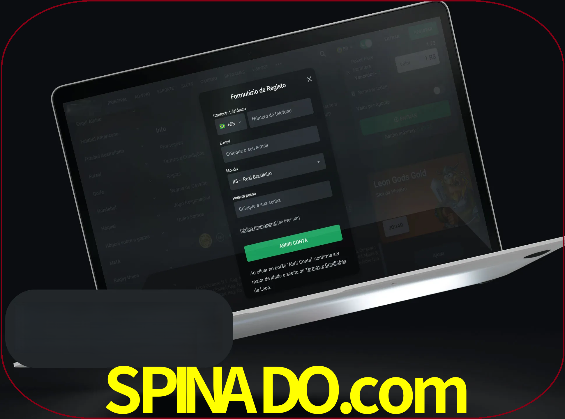 Abra o site da LeonBet e crie sua própria conta.