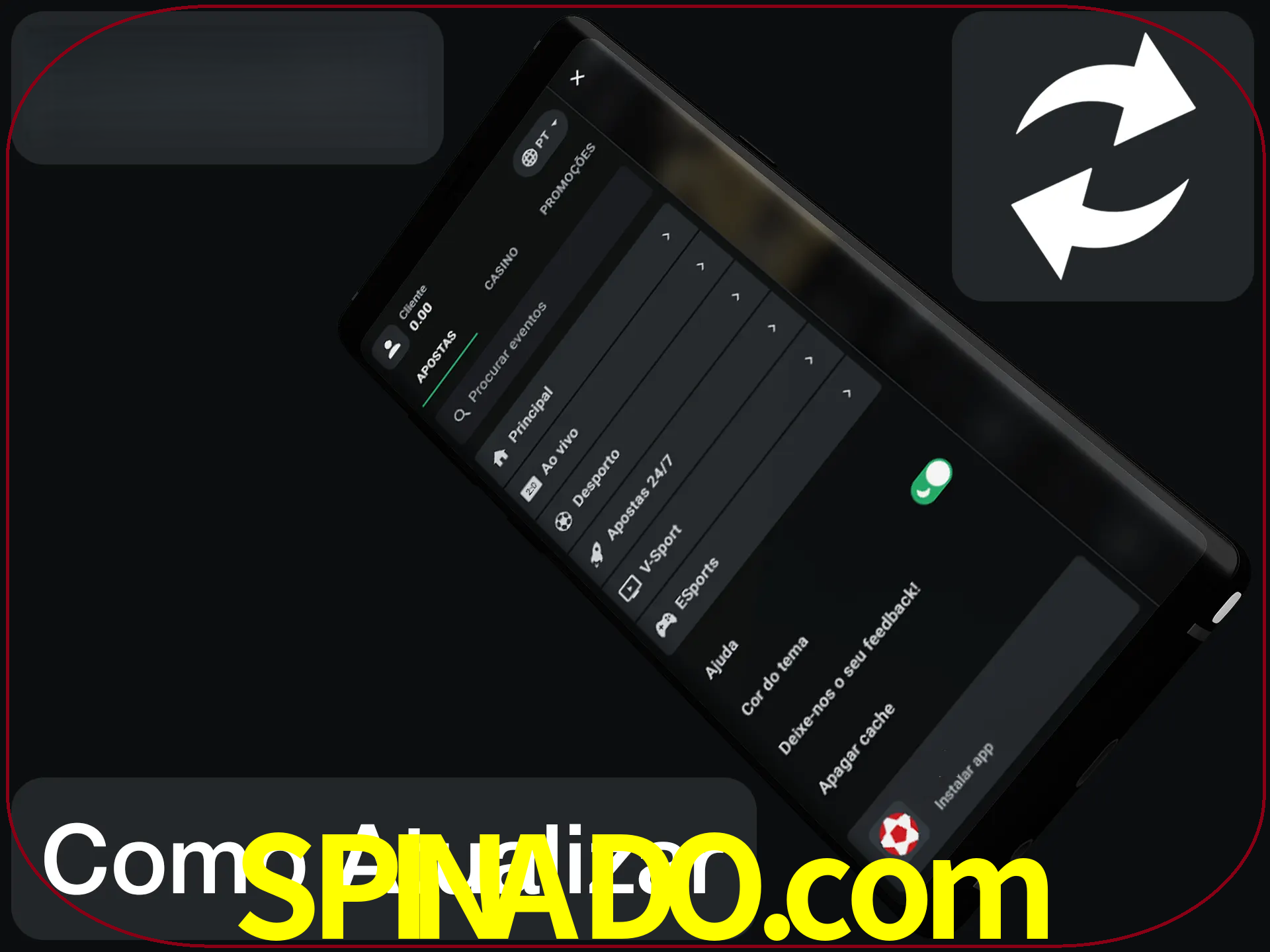O aplicativo é atualizado automaticamente quando você faz o login.