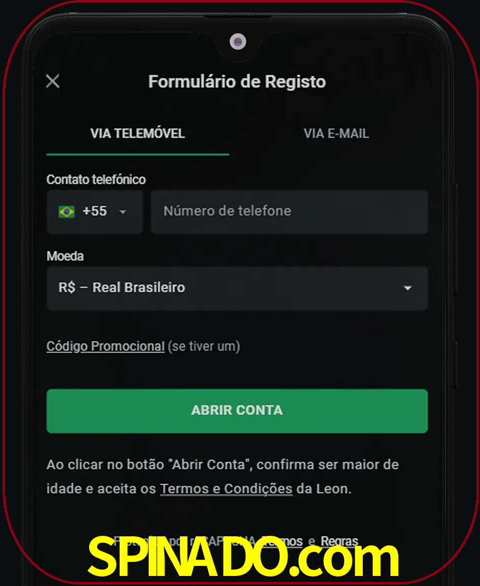 Abra o aplicativo e inicie o processo de registro.
